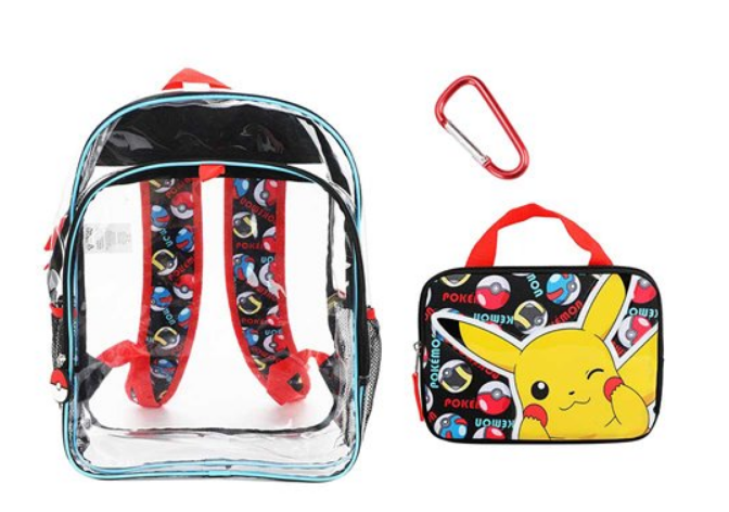 Pokemon Winking Clear Backpack 3-Piece Set