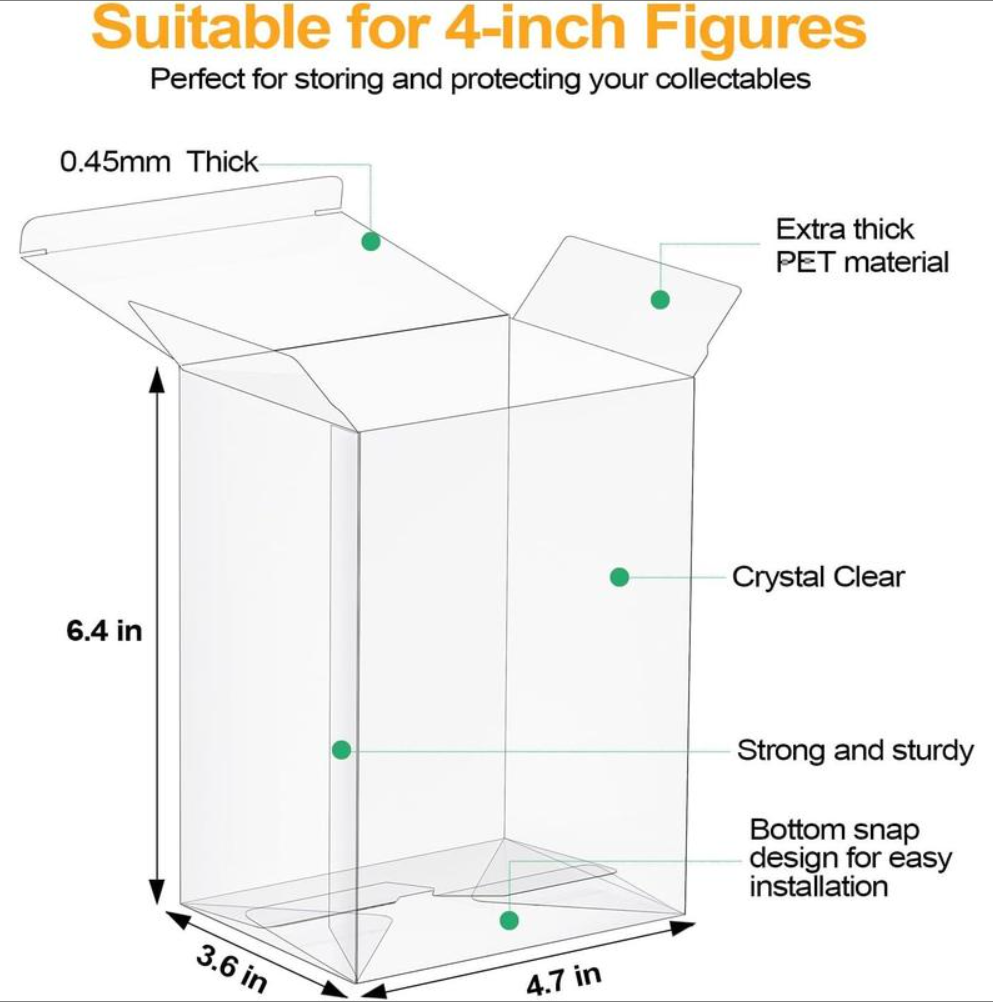 Clear Pop Protector Case for 4 Inch Funko Figures Heavy Duty Stackable Display Box Scratch Resistant