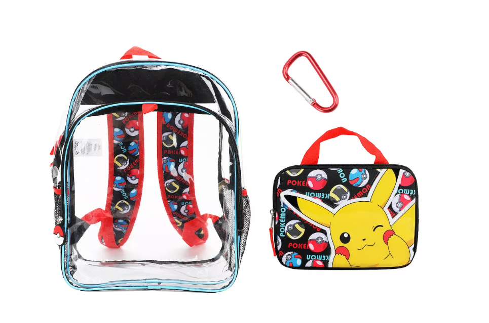 Pokemon Winking Clear Backpack 3-Piece Set